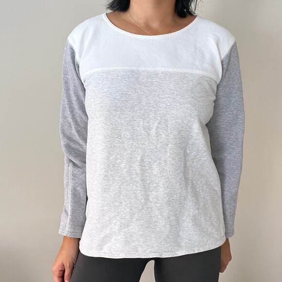 J. Crew Color Block Gray Cream White Back Zip Terry Cloth Sweater Size S - Picture 6 of 12